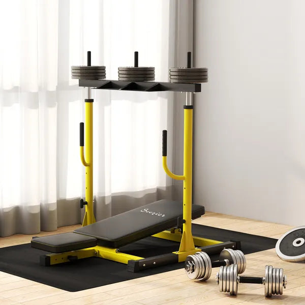 Vertical Leg Press Machine with Adjustable Leg, Back and Head Positions, Olympic Plate Compatible, Yellow - product image 10