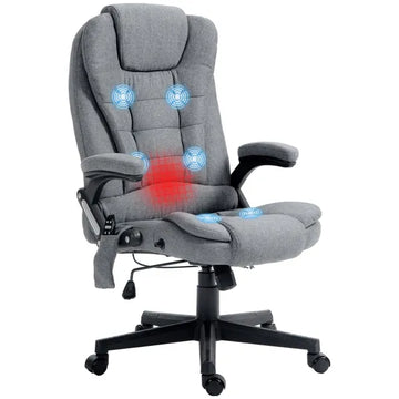 Vinsetto Vibrating Massage Office Chair with Heat, 6 Point, Linen High Back, Reclining, Gray - product image 1