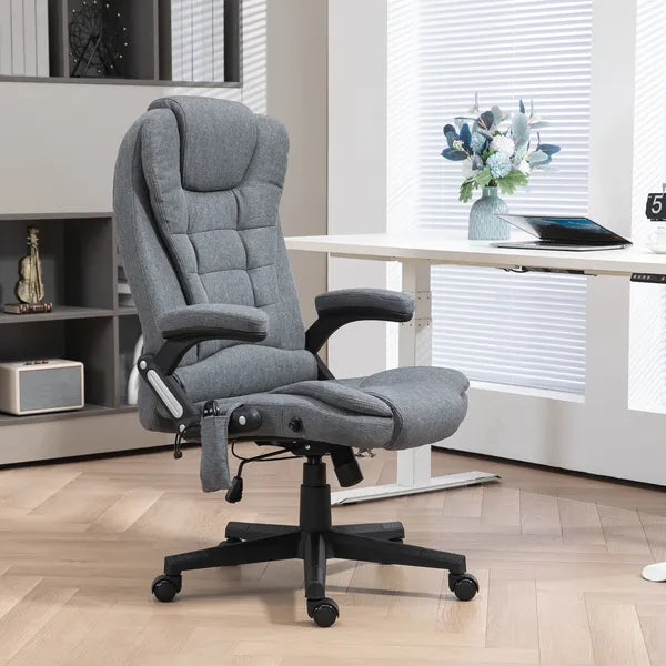 Vinsetto Vibrating Massage Office Chair with Heat, 6 Point, Linen High Back, Reclining, Gray - product image 2