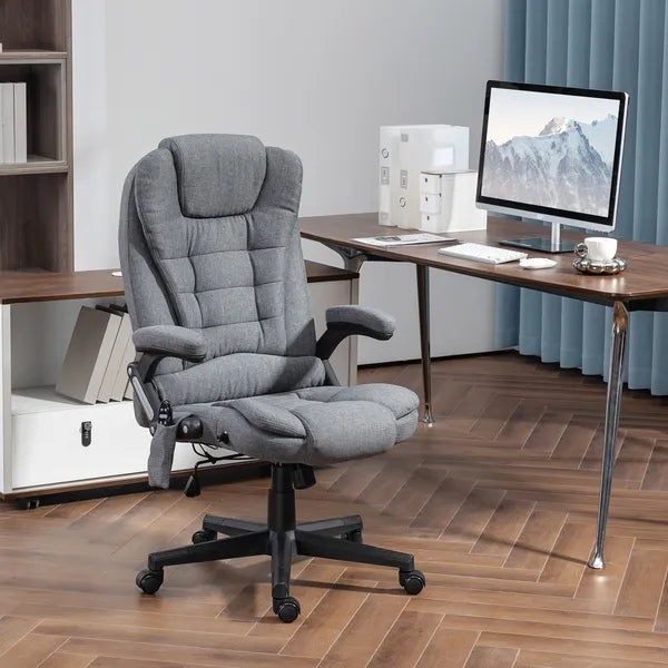 Vinsetto Vibrating Massage Office Chair with Heat, 6 Point, Linen High Back, Reclining, Gray - product image 10