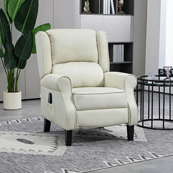 Wingback Recliner Chair with Heat and Vibration Massage, Beige - product image 10