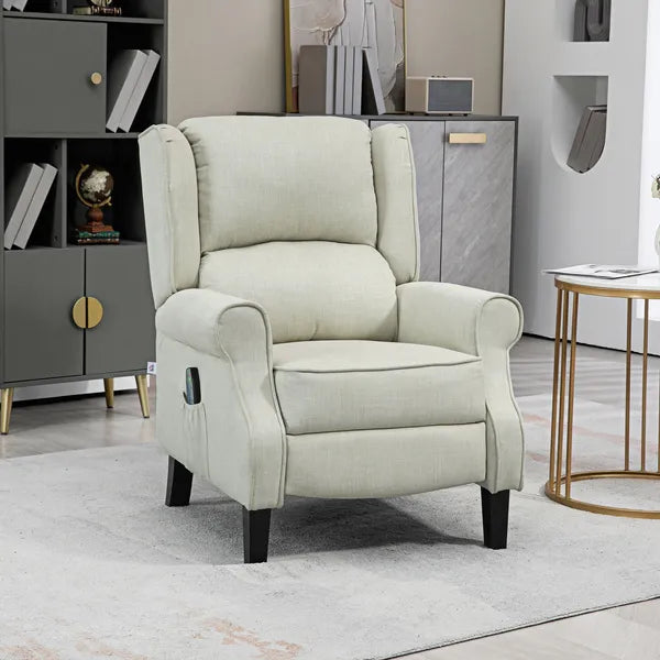 Wingback Recliner Chair with Heat and Vibration Massage, Beige - product image 2