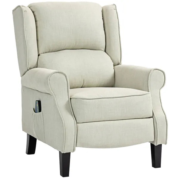 Wingback Recliner Chair with Heat and Vibration Massage, Beige - product image 1