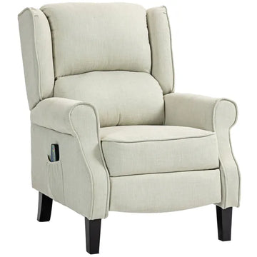Wingback Recliner Chair with Heat and Vibration Massage, Beige - product image 1
