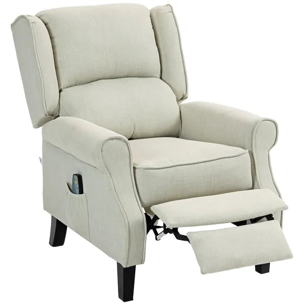 Wingback Recliner Chair with Heat and Vibration Massage, Beige - product image 11