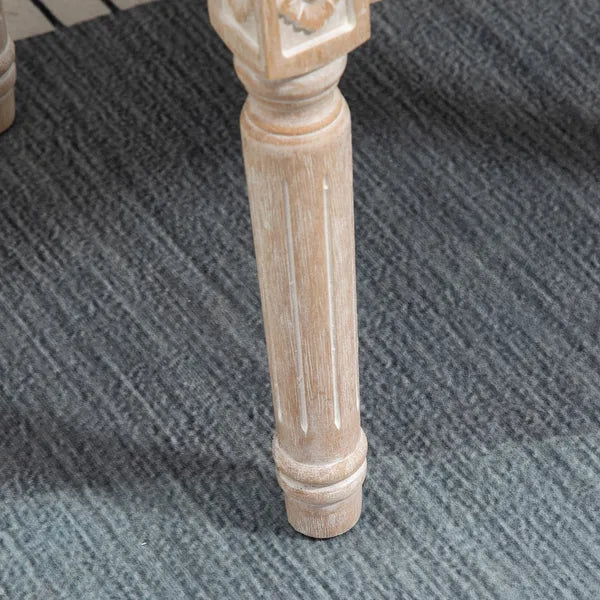 HOMCOM Vintage Ottoman 15.75" Tufted Foot Stool Upholstered Seat Rustic Wood Legs Beige Bedroom Living Room - product image 12