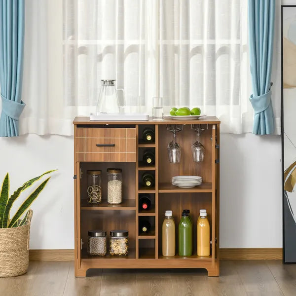 Vintage Wine Cabinet, Brown, with 6-Bottle Holder and Glassware Storage - product image 7
