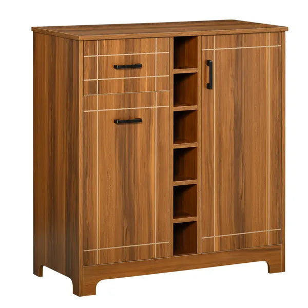 Vintage Wine Cabinet, Brown, with 6-Bottle Holder and Glassware Storage - product image 1