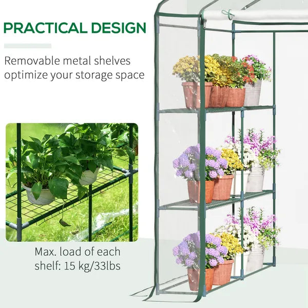 Outsunny Walk-in Greenhouse, 5' x 5' x 6', Hot House with 3-Tier Shelving, Roll-Up Door, for Outdoor and Garden - product image 7
