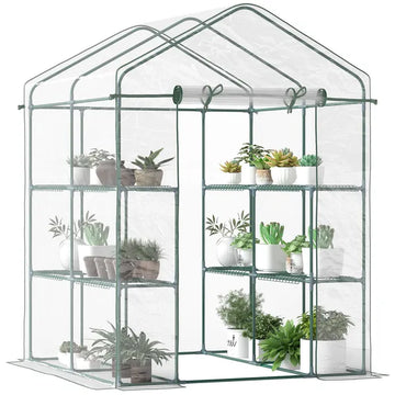 Outsunny Walk-in Greenhouse, 5' x 5' x 6', Hot House with 3-Tier Shelving, Roll-Up Door, for Outdoor and Garden - product image 1