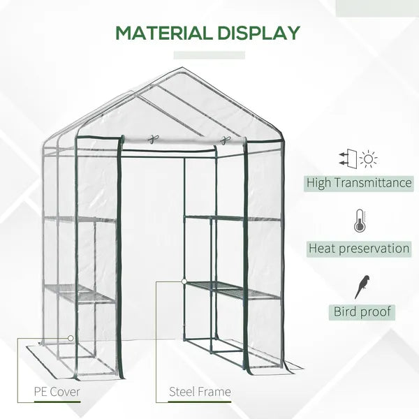 Outsunny Walk-in Greenhouse, 5' x 5' x 6', Hot House with 3-Tier Shelving, Roll-Up Door, for Outdoor and Garden - product image 4