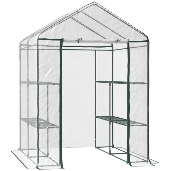 Outsunny Walk-in Greenhouse, 5' x 5' x 6', Hot House with 3-Tier Shelving, Roll-Up Door, for Outdoor and Garden - product image 12