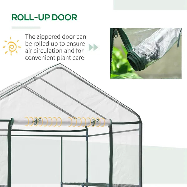 Outsunny Walk-in Greenhouse, 5' x 5' x 6', Hot House with 3-Tier Shelving, Roll-Up Door, for Outdoor and Garden - product image 6