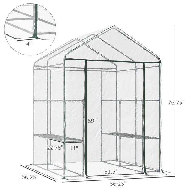 Outsunny Walk-in Greenhouse, 5' x 5' x 6', Hot House with 3-Tier Shelving, Roll-Up Door, for Outdoor and Garden - product image 3