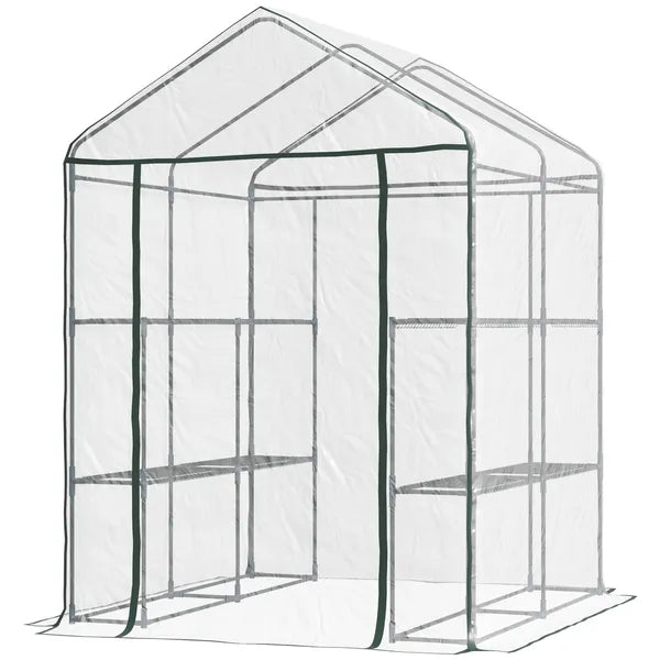Outsunny Walk-in Greenhouse, 5' x 5' x 6', Hot House with 3-Tier Shelving, Roll-Up Door, for Outdoor and Garden - product image 11