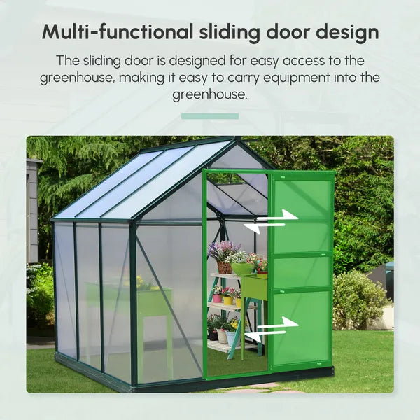 Outsunny Walk In Greenhouse 6 ft X 6 ft X 7 ft Aluminum Polycarbonate Portable Garden Greenhouse With Rooftop Vent and UV-Resistant Walls Dark Green - product image 5