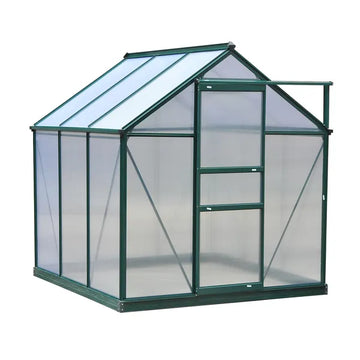 Outsunny Walk In Greenhouse 6 ft X 6 ft X 7 ft Aluminum Polycarbonate Portable Garden Greenhouse With Rooftop Vent and UV-Resistant Walls Dark Green - product image 1