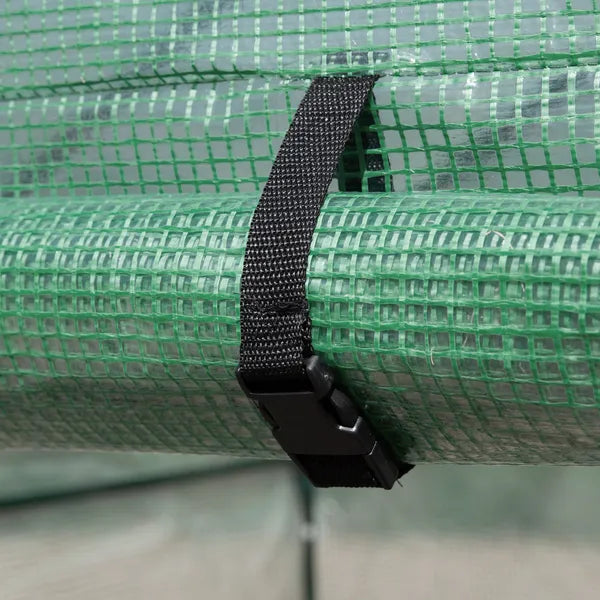 Outsunny Walk-in Greenhouse 7x5x6 ft with PE Cover 3-Tier Shelves Steel Frame Roll-Up Zipper Door for Vegetables Green - product image 9