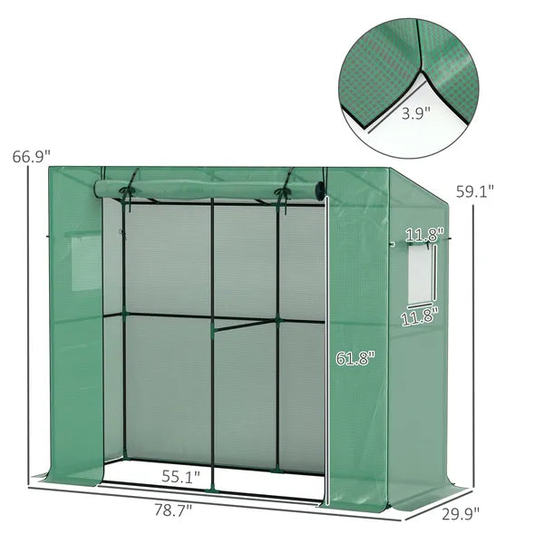 Outsunny Walk-in Portable Greenhouse Small Greenhouse for Outdoors with UV-resistant PE Cover, 6.6 ft x 2.5 ft x 5.6 ft Green - product image 3
