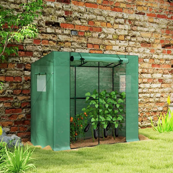 Outsunny Walk-in Portable Greenhouse Small Greenhouse for Outdoors with UV-resistant PE Cover, 6.6 ft x 2.5 ft x 5.6 ft Green - product image 2
