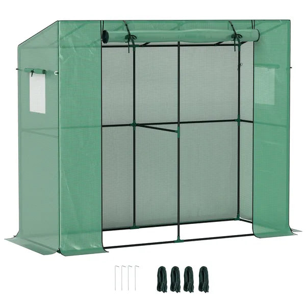 Outsunny Walk-in Portable Greenhouse Small Greenhouse for Outdoors with UV-resistant PE Cover, 6.6 ft x 2.5 ft x 5.6 ft Green - product image 11