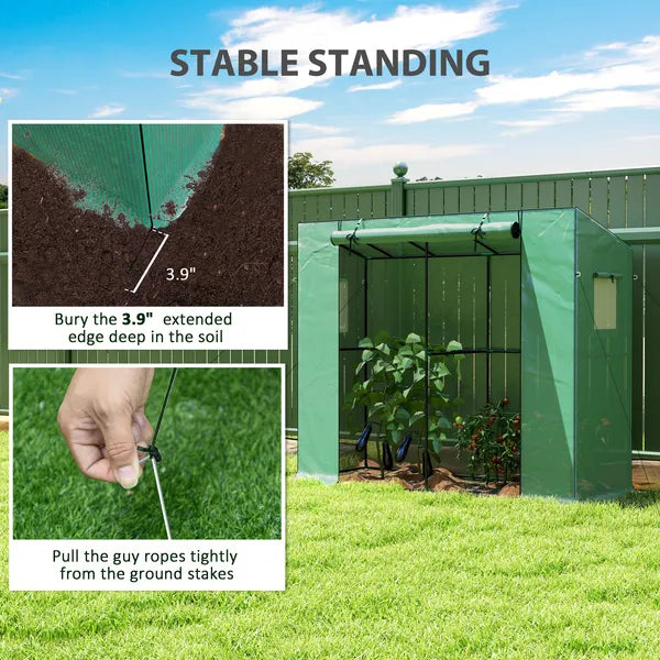 Outsunny Walk-in Portable Greenhouse Small Greenhouse for Outdoors with UV-resistant PE Cover, 6.6 ft x 2.5 ft x 5.6 ft Green - product image 7