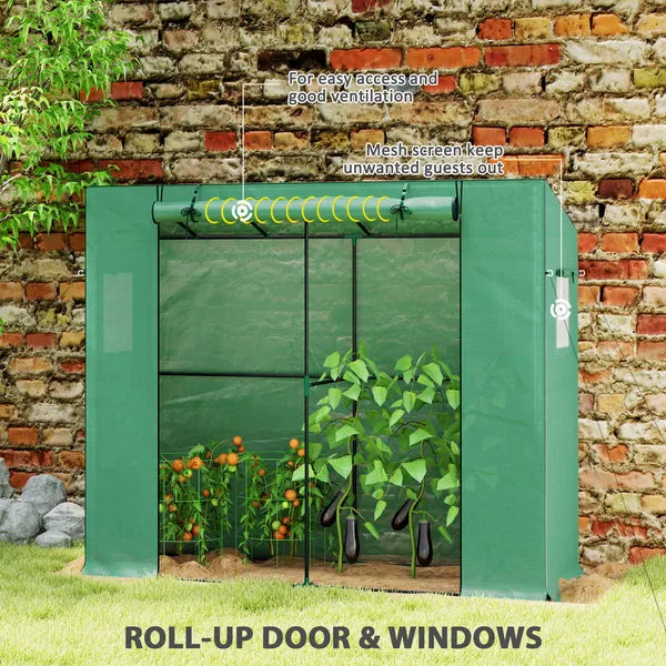 Outsunny Walk-in Portable Greenhouse Small Greenhouse for Outdoors with UV-resistant PE Cover, 6.6 ft x 2.5 ft x 5.6 ft Green - product image 6