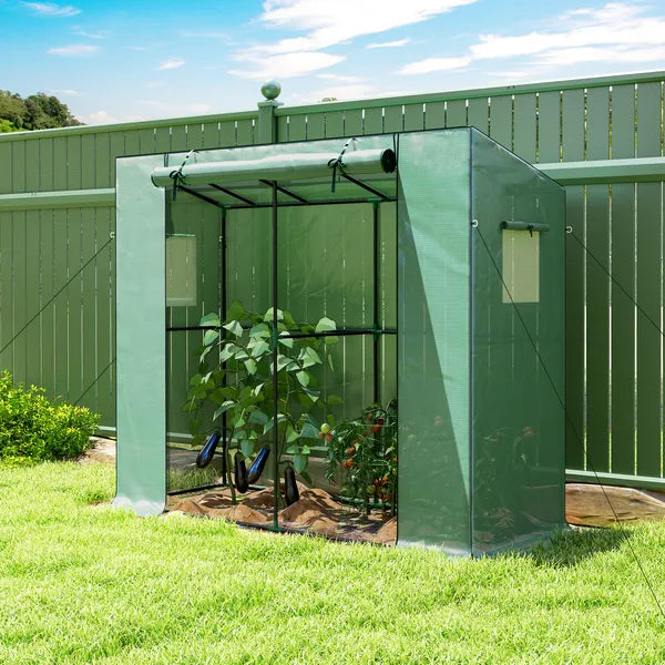 Outsunny Walk-in Portable Greenhouse Small Greenhouse for Outdoors with UV-resistant PE Cover, 6.6 ft x 2.5 ft x 5.6 ft Green - product image 10