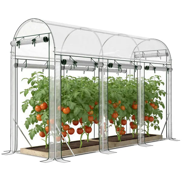 Outsunny Walk-in Tunnel Greenhouse, Hoop House Greenhouse with 8 Roll-Up Doors, 10' x 3' x 6.5', Clear - product image 1