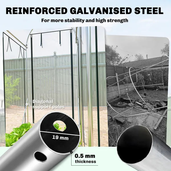 Outsunny Walk-in Tunnel Greenhouse, Hoop House Greenhouse with 8 Roll-Up Doors, 10' x 3' x 6.5', Clear - product image 5