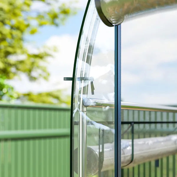 Outsunny Walk-in Tunnel Greenhouse, Hoop House Greenhouse with 8 Roll-Up Doors, 10' x 3' x 6.5', Clear - product image 9