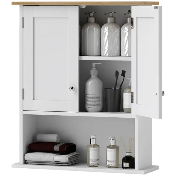 HOMCOM Wall Mounted Bathroom Cabinet, Modern Bathroom Wall Cabinet with 2 Doors and Adjustable Shelf, White - product image 11