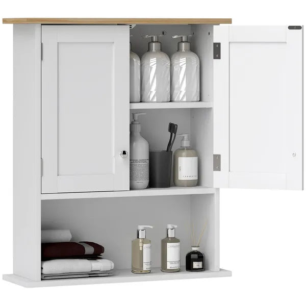 HOMCOM Wall Mounted Bathroom Cabinet, Modern Bathroom Wall Cabinet with 2 Doors and Adjustable Shelf, White - product image 12