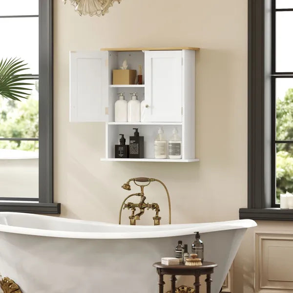 HOMCOM Wall Mounted Bathroom Cabinet, Modern Bathroom Wall Cabinet with 2 Doors and Adjustable Shelf, White - product image 8