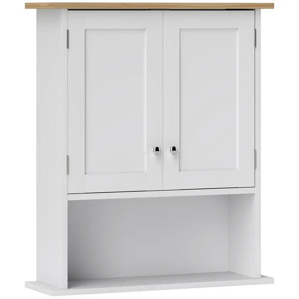 HOMCOM Wall Mounted Bathroom Cabinet, Modern Bathroom Wall Cabinet with 2 Doors and Adjustable Shelf, White - product image 1