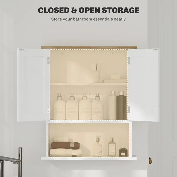 HOMCOM Wall Mounted Bathroom Cabinet, Modern Bathroom Wall Cabinet with 2 Doors and Adjustable Shelf, White - product image 5