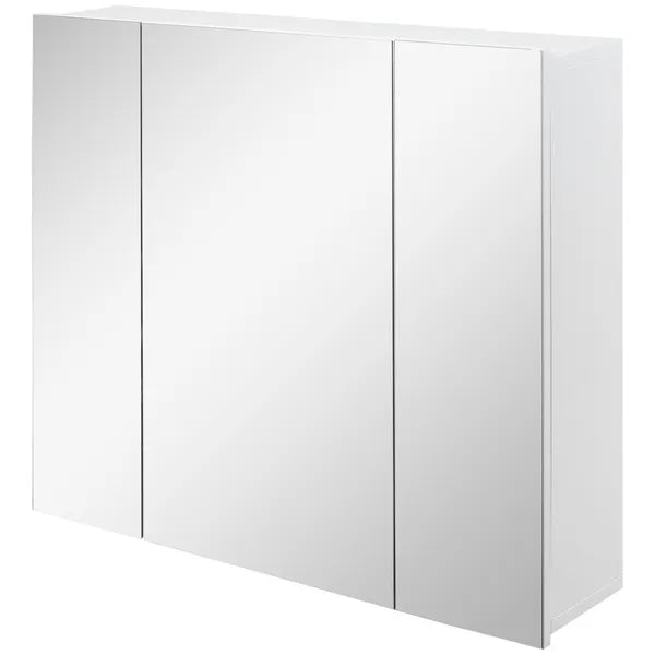 Kleankin Wall Mounted Mirror Cabinet, Bathroom Medicine Cabinet with Mirror, 3 Doors and Adjustable Shelves, White - product image 1