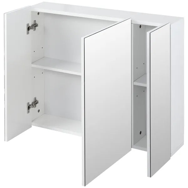 Kleankin Wall Mounted Mirror Cabinet, Bathroom Medicine Cabinet with Mirror, 3 Doors and Adjustable Shelves, White - product image 9