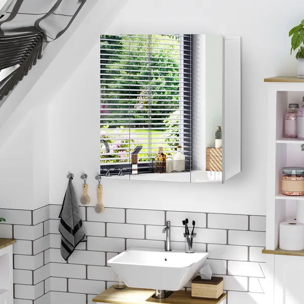 Kleankin Wall Mounted Mirror Cabinet, Bathroom Medicine Cabinet with Mirror, 3 Doors and Adjustable Shelves, White - product image 11