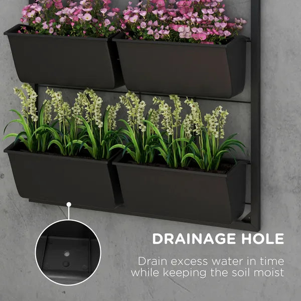 Outsunny Wall Planter with 6 Pots, 3-Tier Design, Black, for Flowers and Vegetables, Enhances Garden Space - product image 6