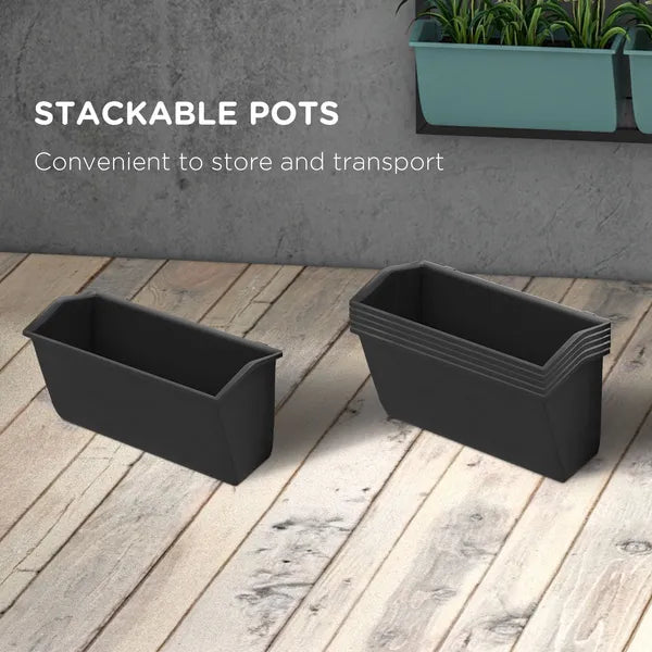 Outsunny Wall Planter with 6 Pots, 3-Tier Design, Black, for Flowers and Vegetables, Enhances Garden Space - product image 7