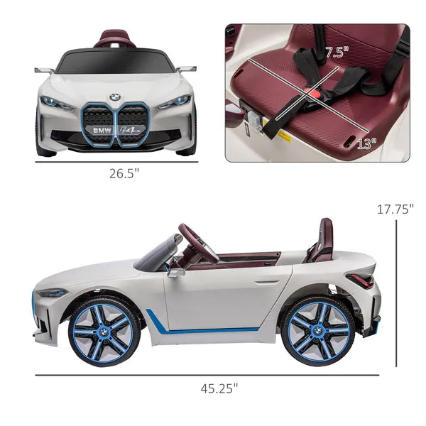 White 12V Electric Kids' Car, Remote Control, Suspension System, Safe Outdoor Play Ride-On - product image 3