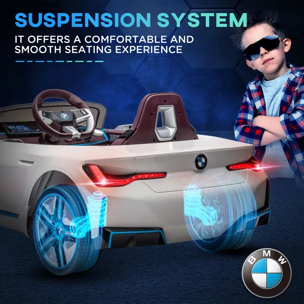 White 12V Electric Kids' Car, Remote Control, Suspension System, Safe Outdoor Play Ride-On - product image 7