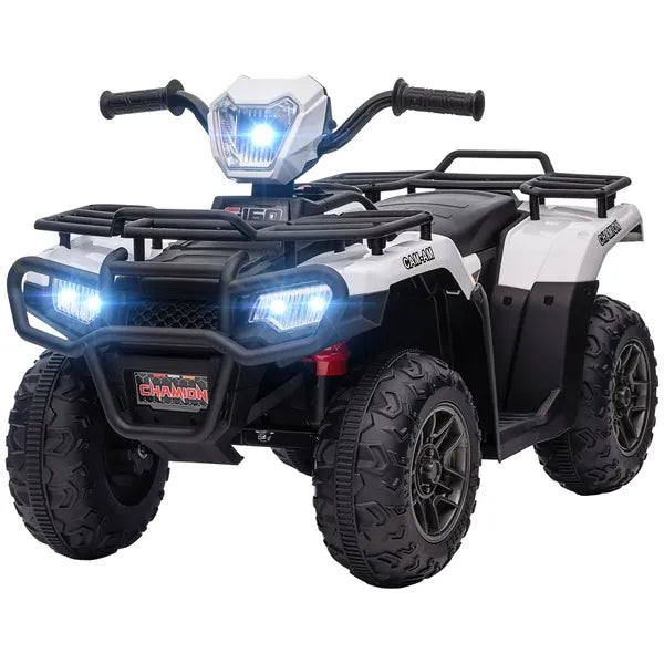 White 12V Kids ATV Electric Ride-On Car 4 Wheeler with Music LED Headlights for Children 3-5 Years - product image 11