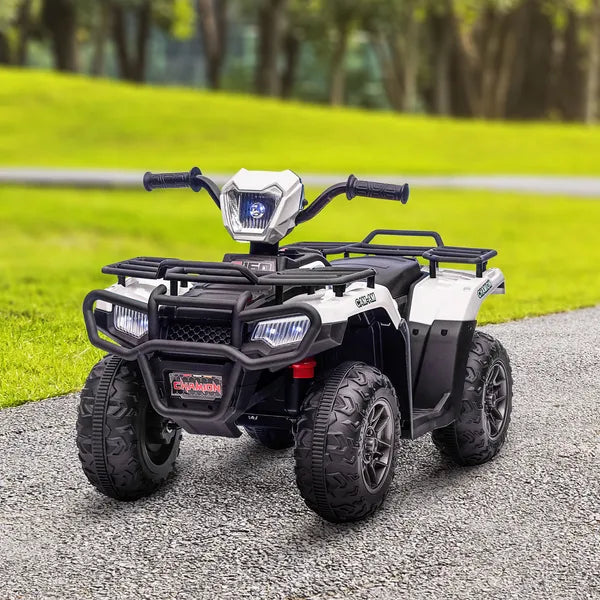 White 12V Kids ATV Electric Ride-On Car 4 Wheeler with Music LED Headlights for Children 3-5 Years - product image 10