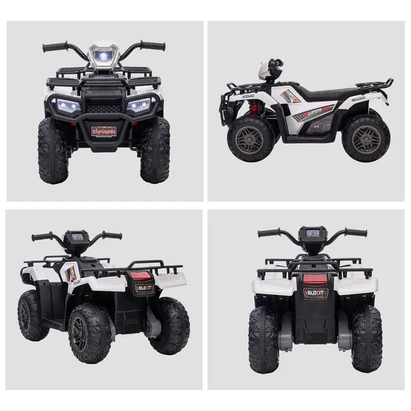 White 12V Kids ATV Electric Ride-On Car 4 Wheeler with Music LED Headlights for Children 3-5 Years - product image 8