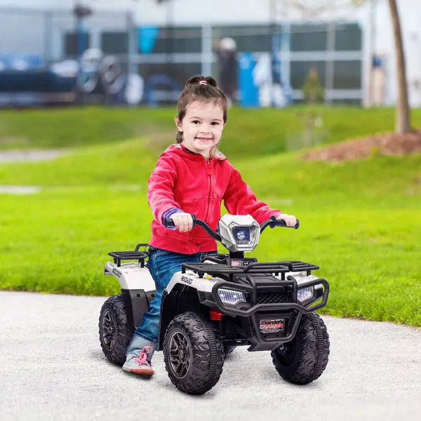 White 12V Kids ATV Electric Ride-On Car 4 Wheeler with Music LED Headlights for Children 3-5 Years - product image 2