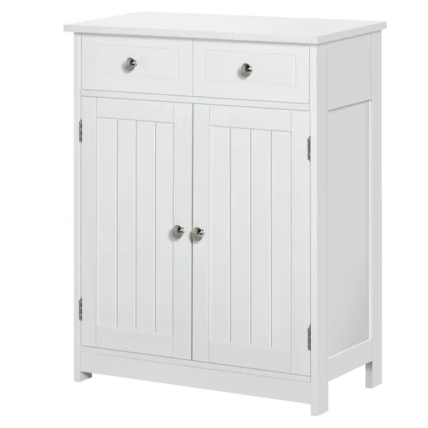 White Freestanding Bathroom Floor Cabinet with 2 Doors 2 Drawers Adjustable Shelf Storage Organizer Tower - product image 13