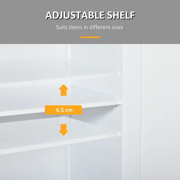 White Freestanding Bathroom Floor Cabinet with 2 Doors 2 Drawers Adjustable Shelf Storage Organizer Tower - product image 5