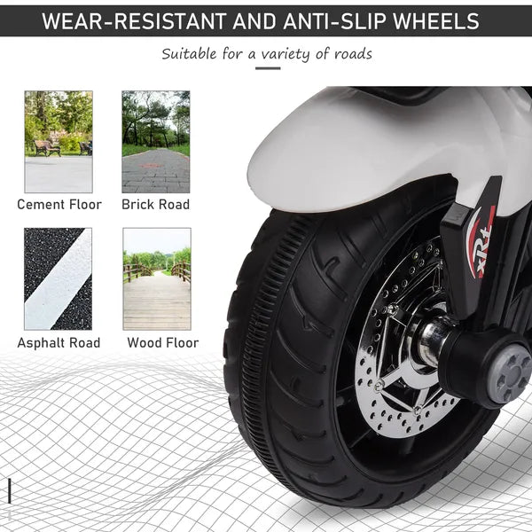 White Kids Electric Motorbike 6V Ride-On Motorcycle with Music Horn Headlights - product image 5